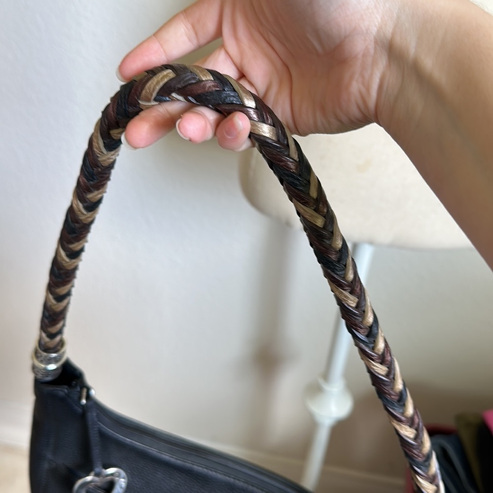 Brighton Barbados black leather braided strap shoulder bag - Picture 4 of 6